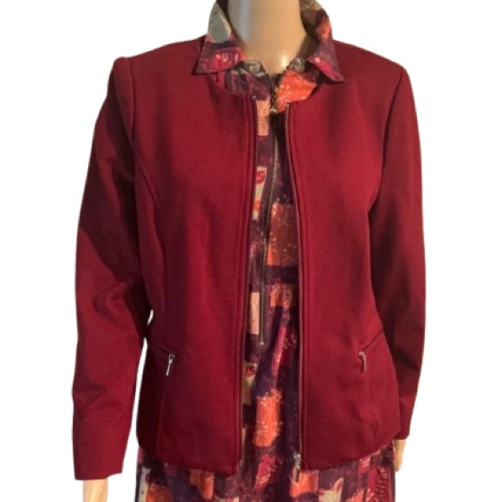 CLEO Burgundy Zip-Up Cardigan Jacket - Size M